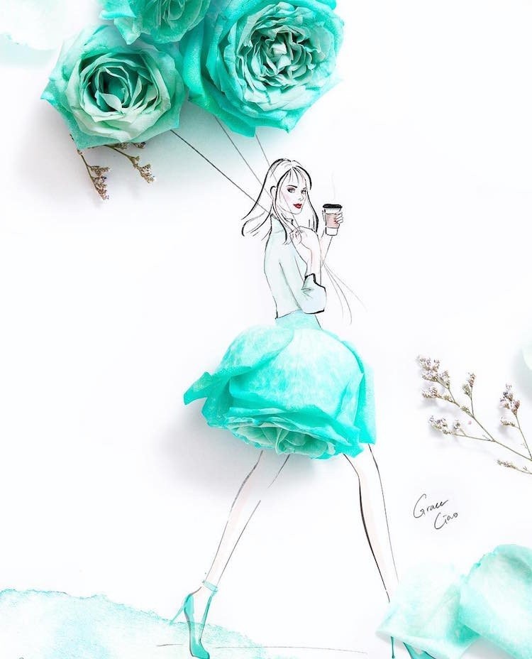 Η Grace Ciao δημιουργεί fashion illustrations με φρέσκα λουλούδια- Φωτογραφία 4