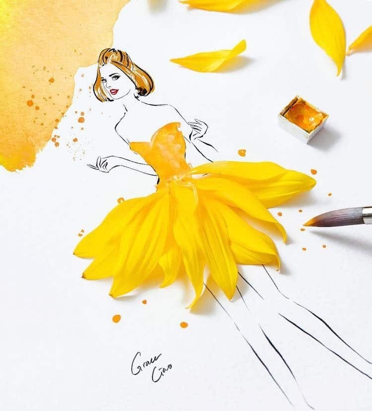 Η Grace Ciao δημιουργεί fashion illustrations με φρέσκα λουλούδια- Φωτογραφία 7