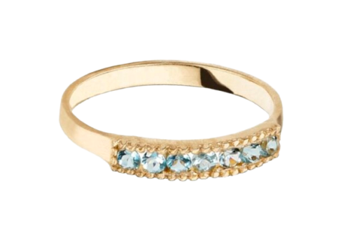  Solid Gold Ring, Aquamarine 