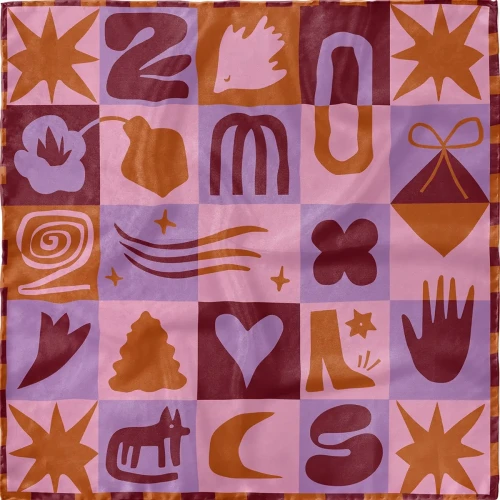  Silk Scarf  “Sweet Joyful Moments” 