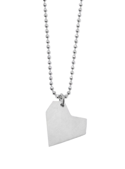  Silver Asymmetrical Heart Necklace 