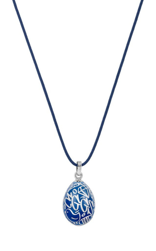  Κρεμαστό Πασχαλινό Αυγό COOL EGGS σε ασήμι 925 γυαλιστερό με μπλε σμάλτο & μπλε κορδόνι 