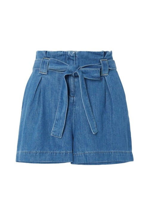  Hillary belted cotton and Lyocell-blend chambray shorts 