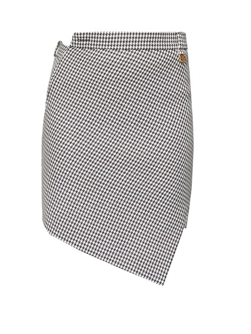 Asymmetric houndstooth wool-blend skirt 