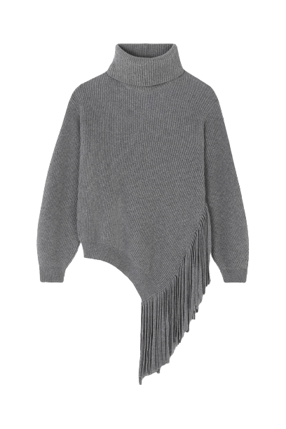  Oversized fringed ribbed cashmere and wool-blend sweater 