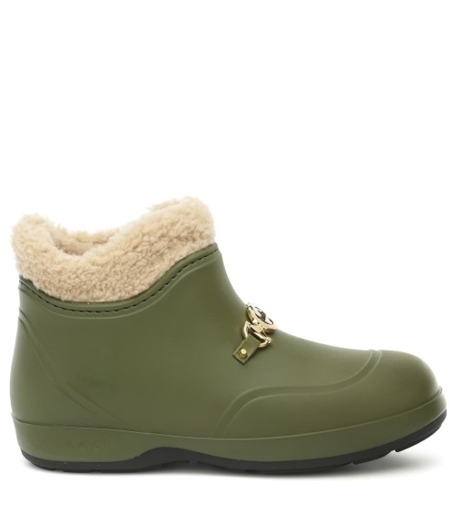 Faux shearling rubber ankle boots 