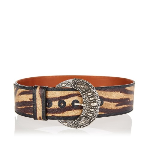  Printed wide leather belt 