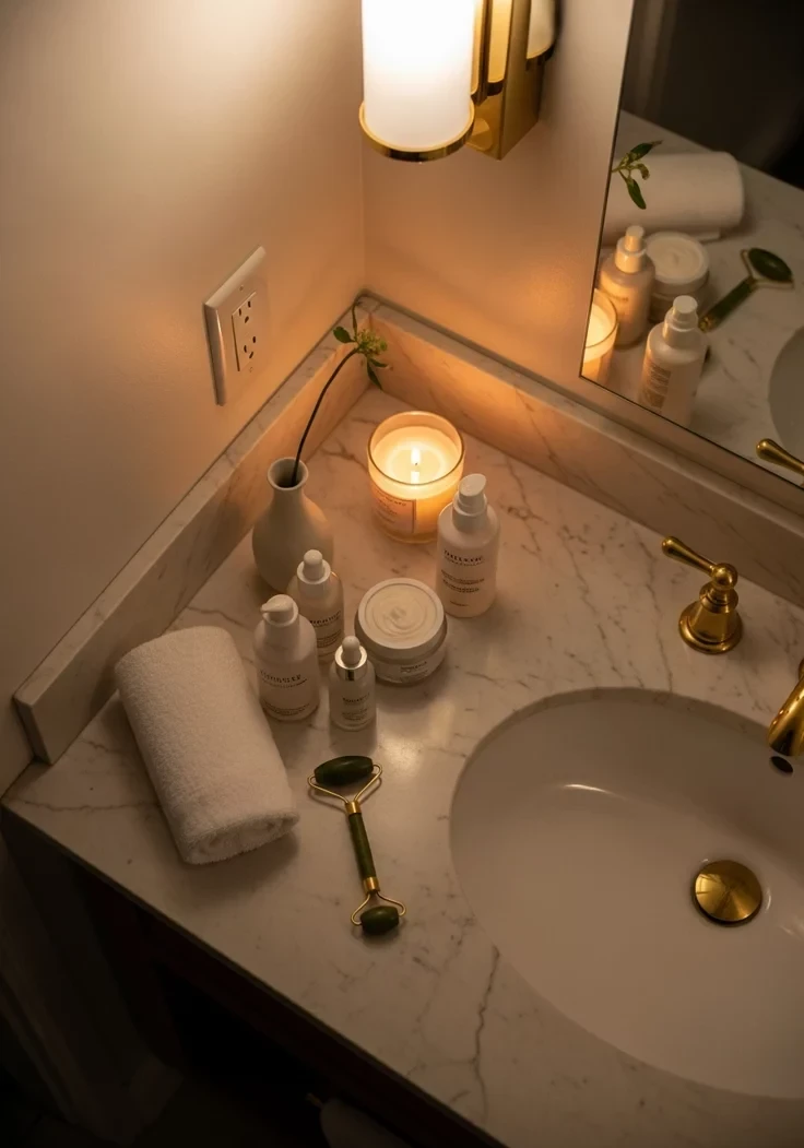 aesthetic-evening-skincare-routine-flatlay-by-the-sink.webp
