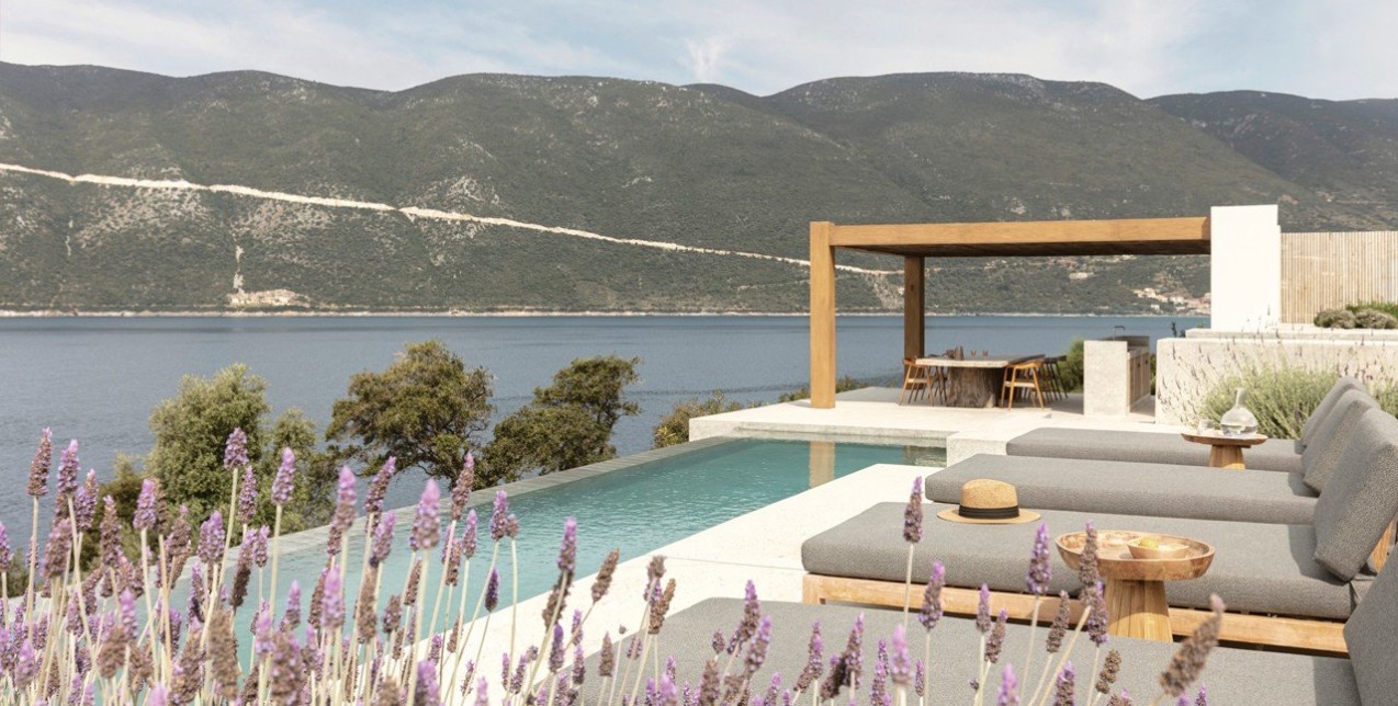 Villa Apollon: Μια ονειρική κατοικία βυθισμένη στη γη﻿ με φόντο τα γαλάζια νερά του Ιονίου 