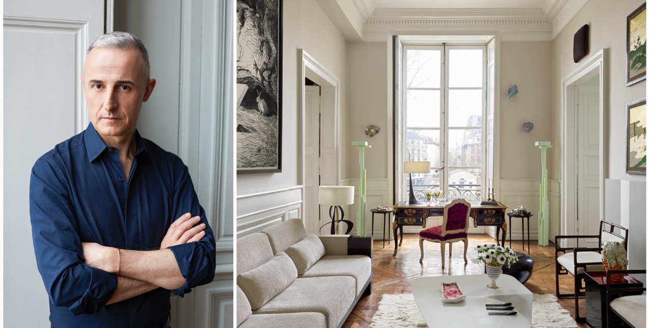 Ο σχεδιαστής επίπλων Hervé Van der Straeten μας υποδέχεται σ' ένα αισθητικά άρτιο διαμέρισμα στο Παρίσι, που «παντρεύονται» ﻿μοναδικά κομμάτια υψηλής αισθητικής 