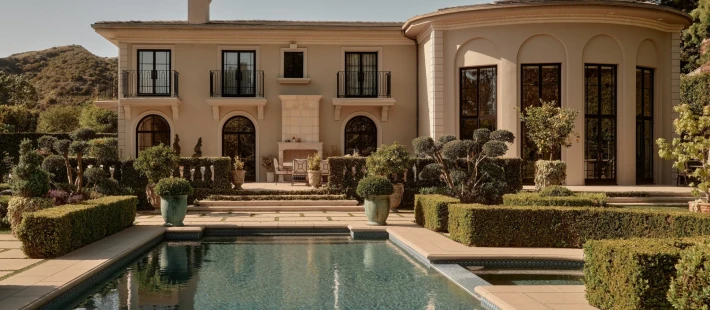 Η αίγλη του Beverly Hills συναντά την παριζιάνικη κομψότητα σε αυτήν την château-style κατοικία